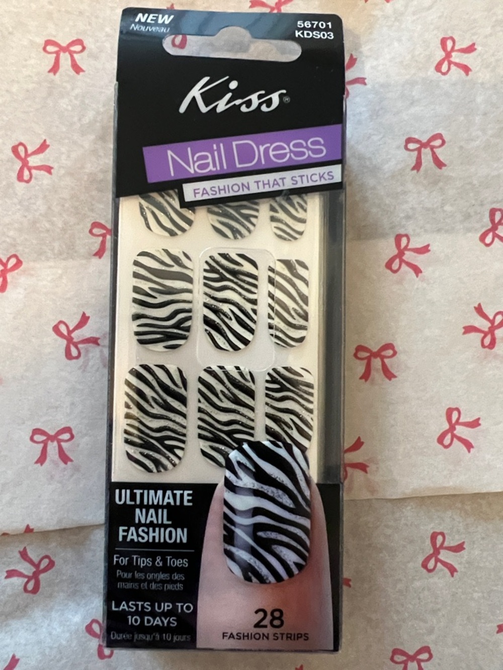 Kiss Nail Dress Black & White Zebra Nail Strips
